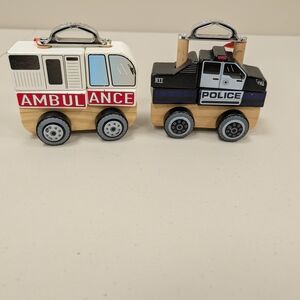 Colorful Wooden Emergency Vehicle Toy Set